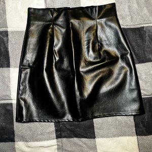Mini leather biker skirt